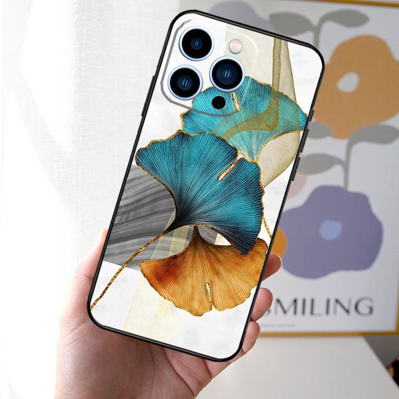 

Luxury Gold Foil Art Phone Case For iPhone 16 15 14 13 12 Mini 11 Pro XS Max XR X 7 8 Plus Back Cover iPhone X XS