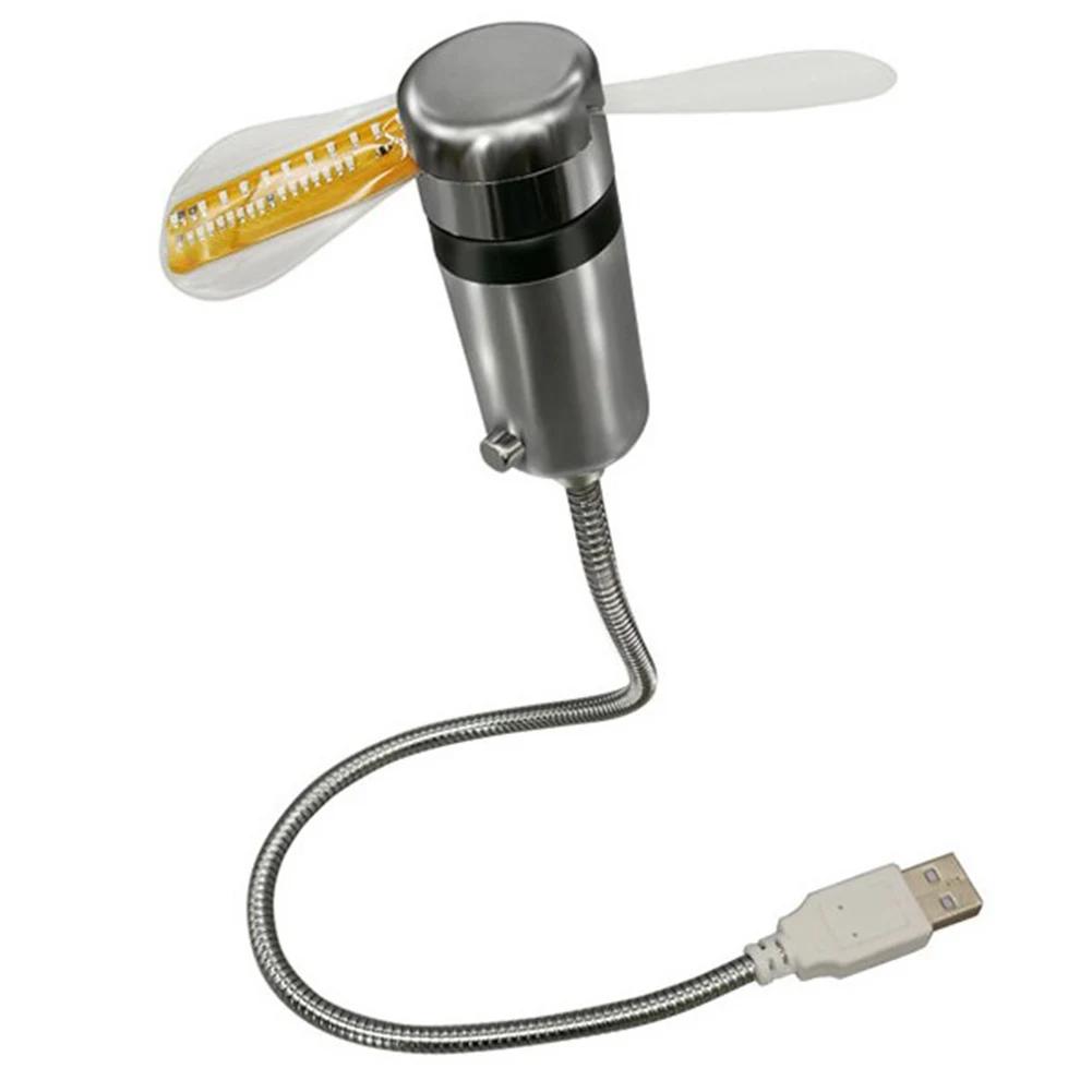 LED Clock Fan Time Temperature Display Mini Cooling Flashing Fan DC 5V Portable Gadgets USB Powered Flexible Gooseneck LED Clock