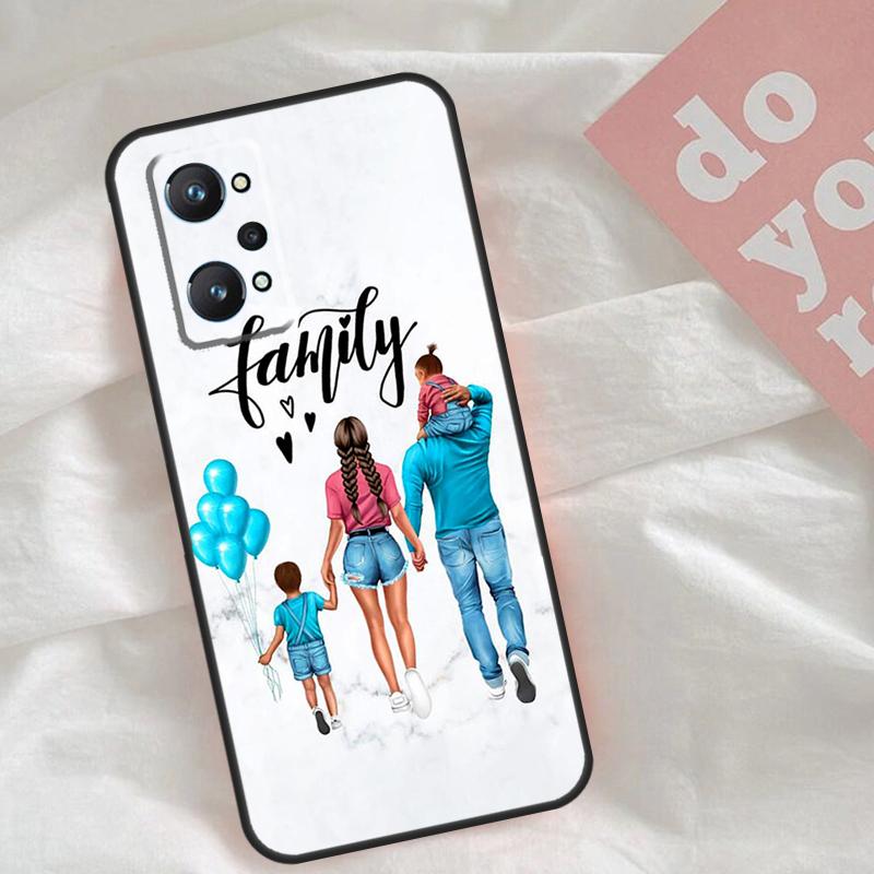 Baby Mother Brown Girl Family Case For Realme C75 C63 C61 C65 C67 C55 C51 C53 C35 C71 15 11 12 13 14 Pro Plus GT6 GT7 Pro