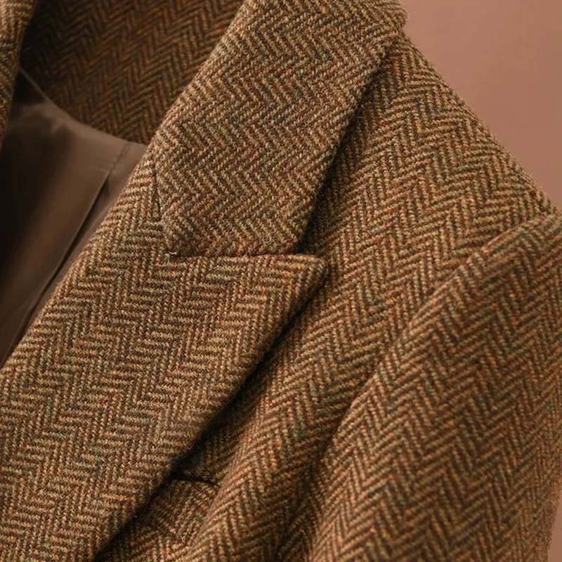 Sako Oblek pro Ženy Zimní Ležérní Zesílený Dlouhý Rukáv Knoflíkový Kardigan Slim Fit Profesionální Sako