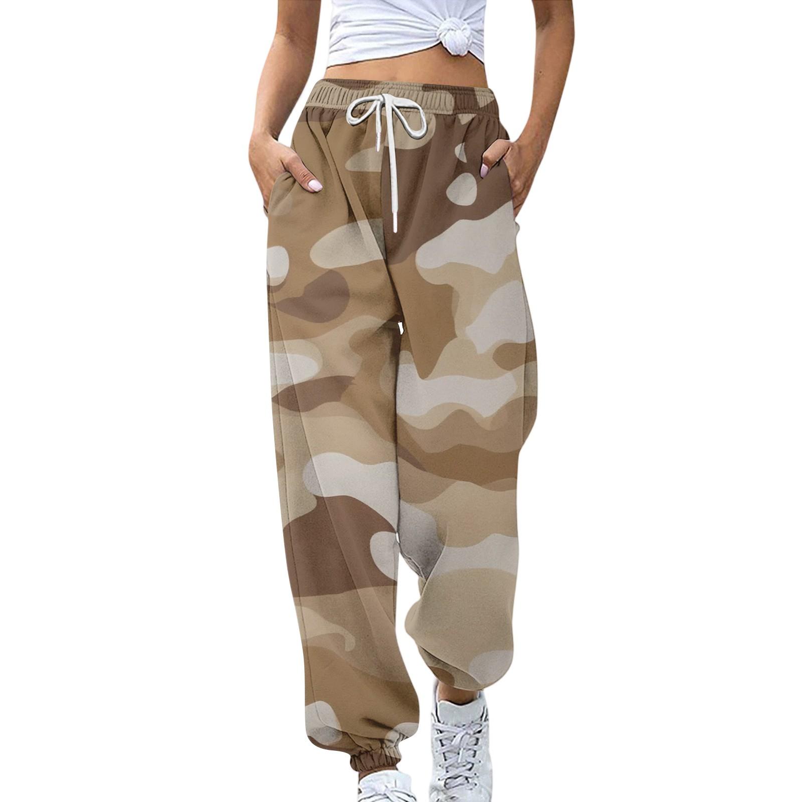 

Women s Sports Pants With Pockets Fashion Camouflage Print Elastic Waist Pants Casual Sweatpants Pants S