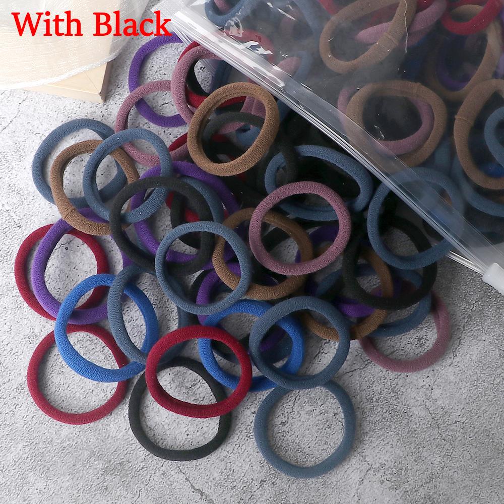 100/200PCS Elastic Women Hair Bands Ties 4cm Dark Colors Headband Hair Accessories for Girls Headwear Don't Hurt Hair