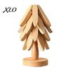 Folding Wooden Potholder Collapsible Trivets for Hot Dishes, Christmas Tree Shaped Pot Mat Table, Wood Heat Eco Friendly Kitchen Accessory Resistant