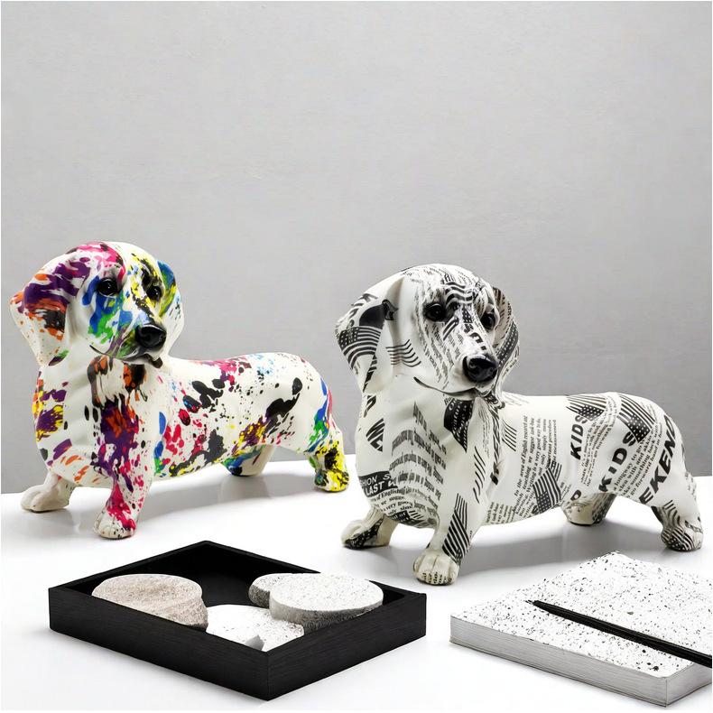Kreative Dackel Hunde Ornamente Hauseingang Wohnzimmer Weinschrank Dekoration Büro Schreibtisch Harz Handwerk