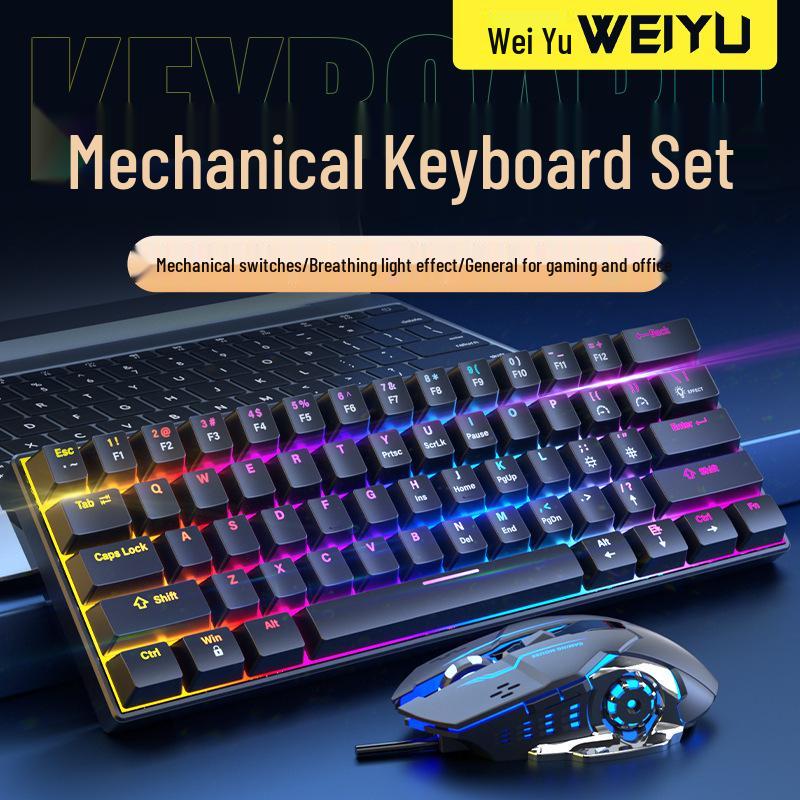 Mechanical Keyboard & Mouse Set for Gaming/Office - Red & Blue Switches