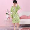 Girls' Combed Cotton Long-Sleeve Pajama Robe - Spring/Summer Bathrobe for Kids, Cute Sleepwear for Middle and Big Girls
