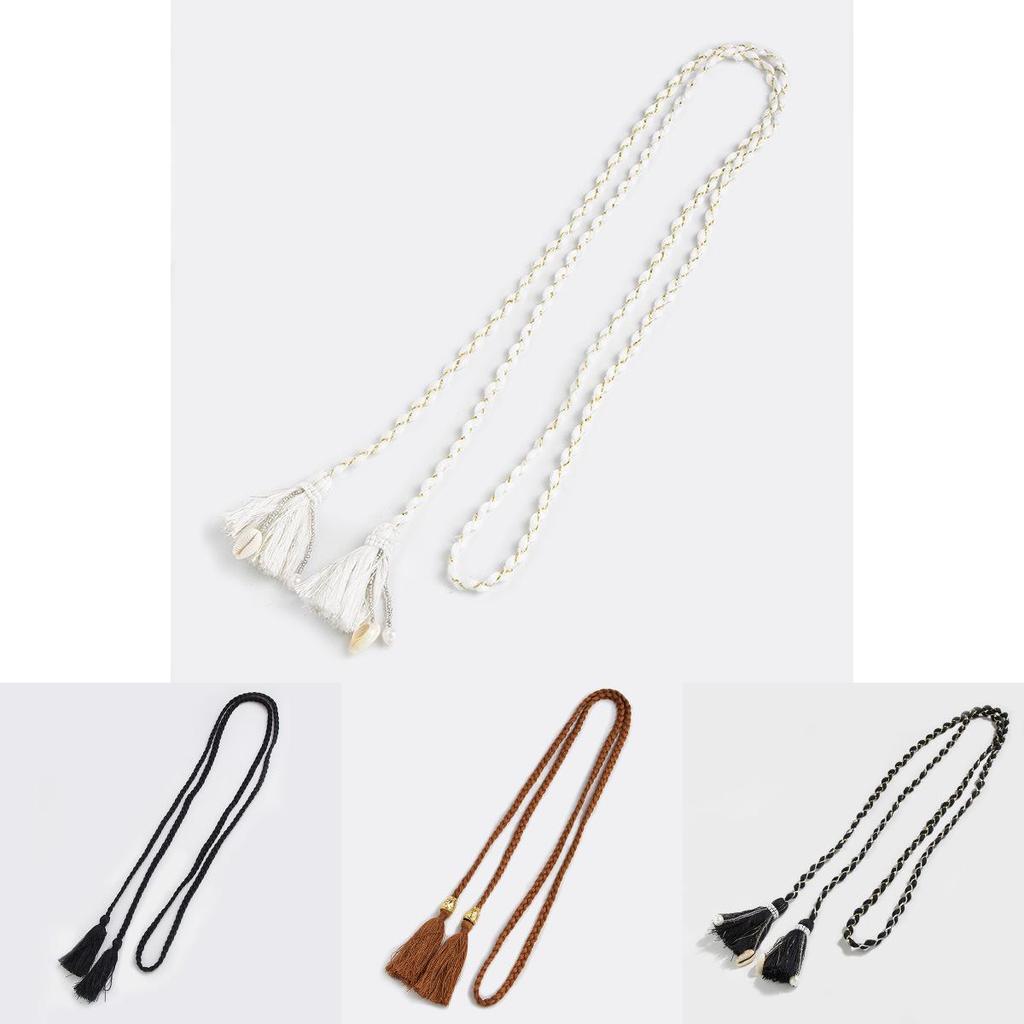 Bohemian Womens Wide Belt With Wooden Beads And Knot Closure For Vintage Fashion