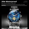 OLEVS 2856 Men's Watches Classic Multifunctional Fltwheel Chronograph Original Quartz Wristwatch Moon Phase 24 Hour Waterproof