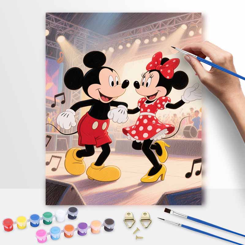 Disney Mickey Mouse and Minnie Mouse Oil Paint by Numbers Painting Kit Handmade Diy Home Decoration Gift