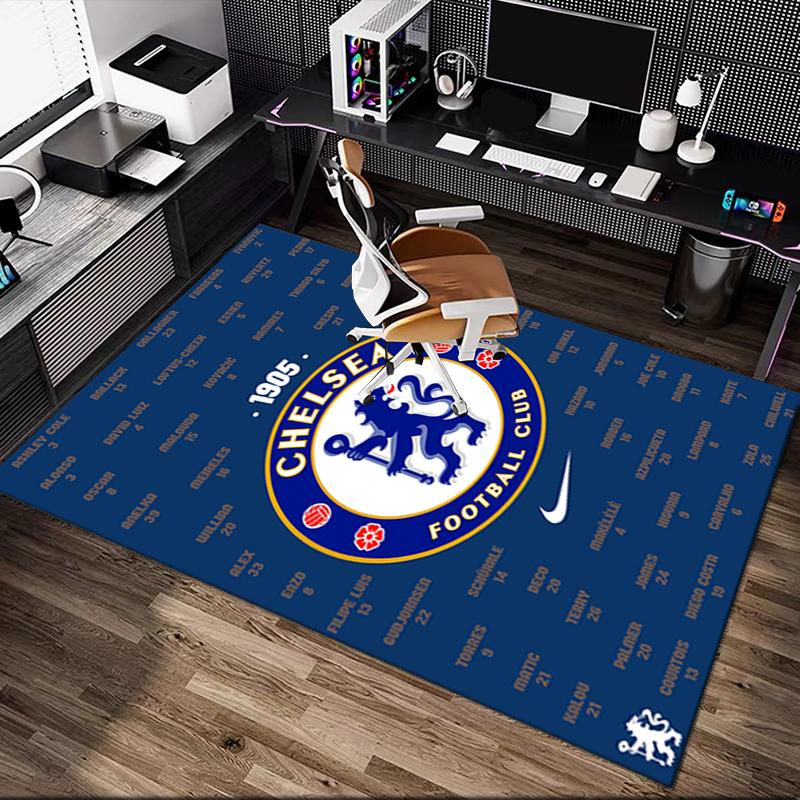 1pc Office Printed Area Carpet, Chelsea FC Rug, Home Sofa Chair Mat For Christmas and Halloween Décor