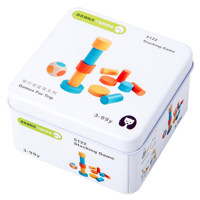 Children's Wooden Tangram & Domino Set with Peach Wood Sticks - Educational Building Block Toys