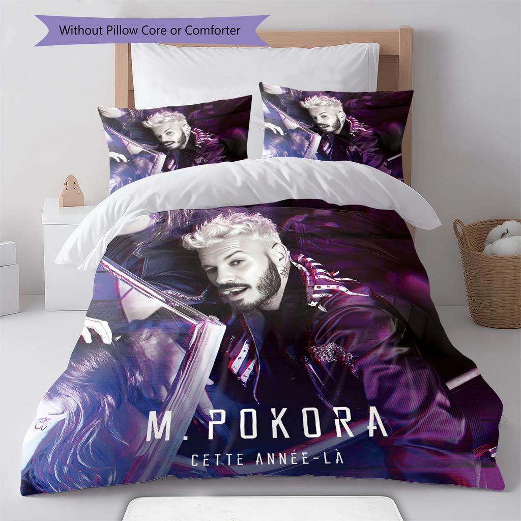 M Pokora Pattern Bedding,Quilt Set Quilt Cover Pillowcase Home Birthday Gift (1 * duvet cover + 2 * pillowcase, without core)