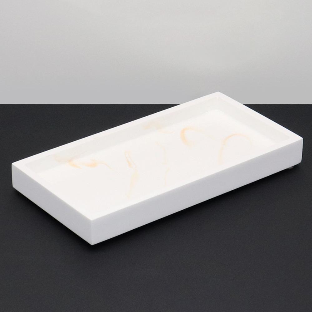High Grade Marble Patterned Bathroom Counter Tray Resin Rectangular Soap Dispenser Tray Hotel Sink Storage Tray