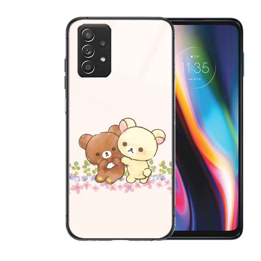 TOPLBPCS Cute Rilakkuma Tempered Glass Case Phone For Samsung Galaxy A51 A71 A60 A70S A70 A80 A21S A41 A20E A50 A30S 5g A32 A40S