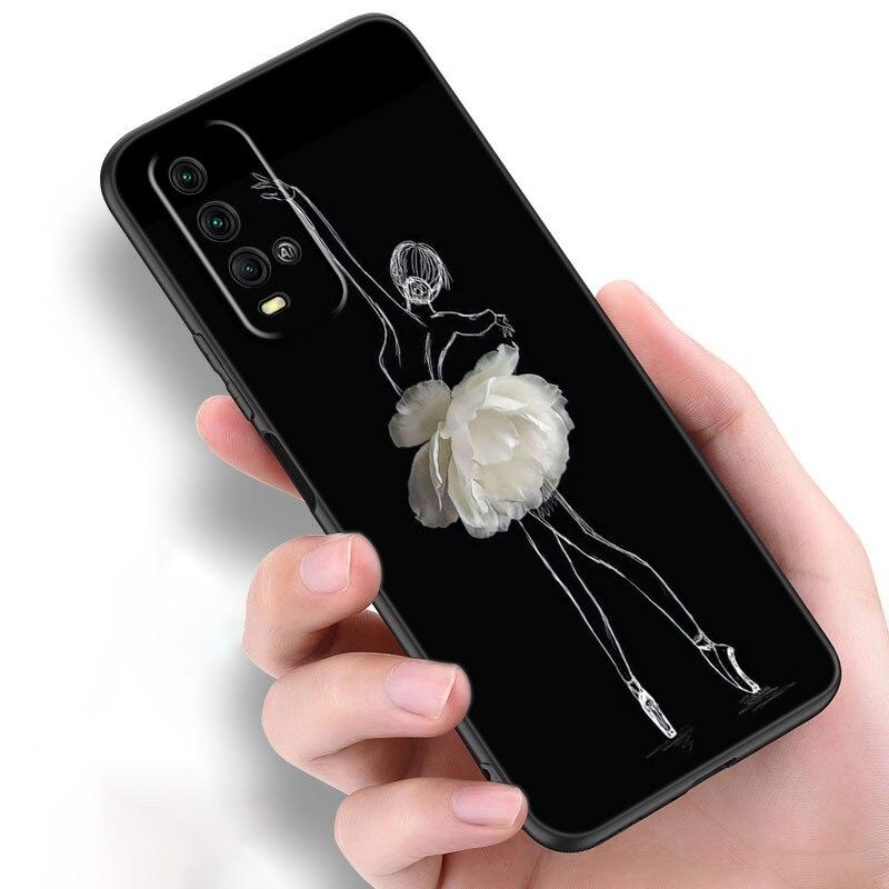 Ballerina Girl Phone Case For Xiaomi Redmi Note 10 9 Pro Max 10S 10T 9A 9C 9S 9T 8A 8T 8 7 Pro Soft TPU Black Cover
