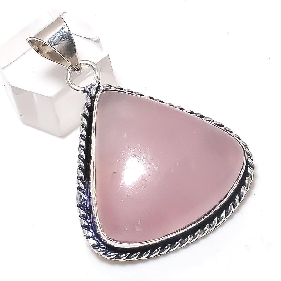 

Natural Rose Quartz Gemstone 925 Sterling Silver Jewelry Pendant 1.97 n2L60