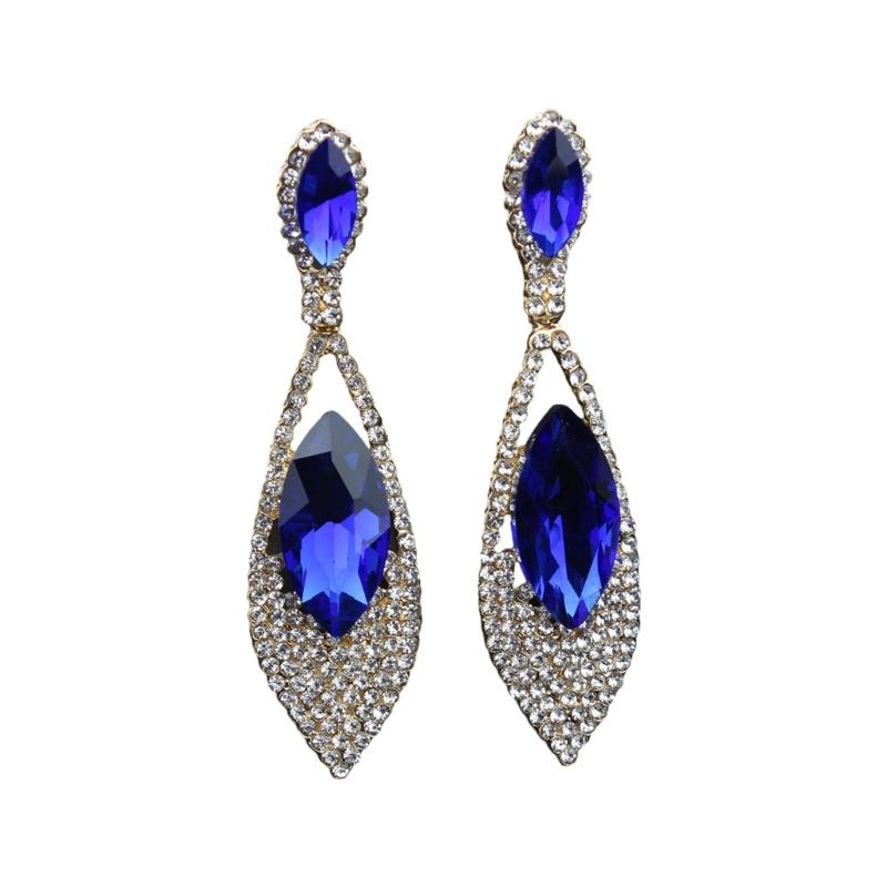 Imitation Diamonds Dangle Earrings for Women Ear Pendants with Rhinestones Teardrop Handmade Cubic Zirconia Earwear