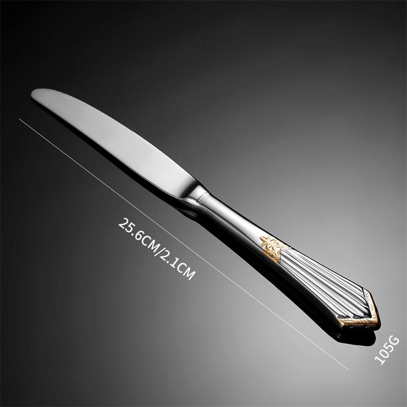 Palace Embossed 304 Stainless Steel Cutlery Set Gold Plated Wedding Table Decoration Forks and Spoons Knifves Luxury Dinnerware