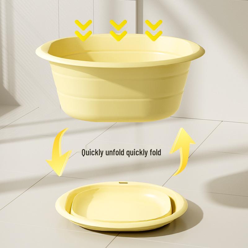 Collapsible Portable Washbasin: Thickened, Telescopic, Solid Color Basin for Laundry and Household Use