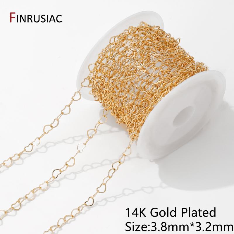 14/18K Vergoldetes Messing Liebesherz Form Kettengliederkette Für Schmuckherstellung, DIY Handgemachtes Armband Halskette Herstellung Zubehör
