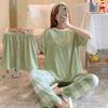 3 Sets Of Summer Women's Pajamas Set Of Short-Sleeved Long Pants Casual Girls Homewear Sets Teenage Homewear