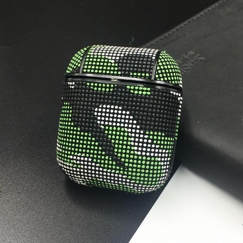 

Камуфляжный кожаный защитный чехол для Airpods 1 2 Pro Bluetooth наушники ПК чехол для Airpods Pro защитные чехлы Case For Airpods 1 2 светло-зеленый