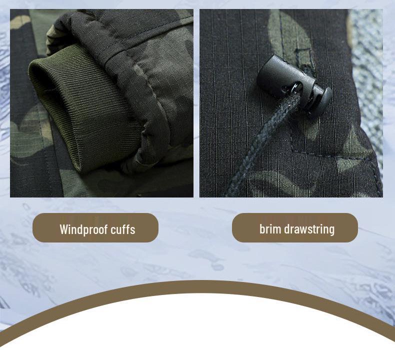 Men's Mid-Length Camouflage Cotton Jacket: Thick, Waterproof, Cold-Proof with Fleece Lining & Reflective Strips for Winter Workwear