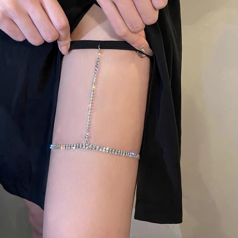 Sexy Leg Chain Multi-Layer Flash Diamond Fringed Thigh Chain Leg Decoration Spice Girl Street Auction Accessories Versatile Body Chain