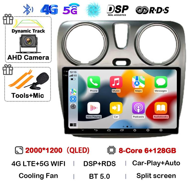 Android 14 Auto Carplay Car Radio For Renault Lodgy Dacia Dokker 2012 - 2020 Multimedia Video Player Navigation GPS 360 Camera