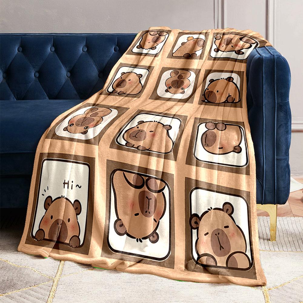 17 Styles Capybara Cartoon Print Blanket Warm Soft and Comfortable Home Travel Blanket Sofa Bedding Camping Blanket for Gifts