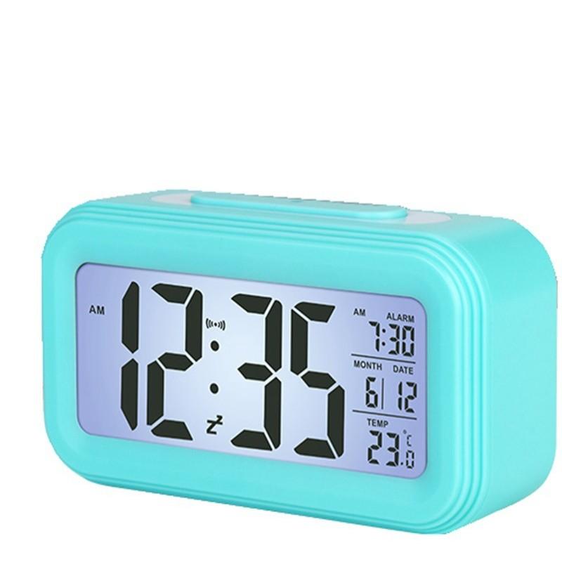 Alarm Clock Desktop Digital Clock LCD Large Screen Temperature Calendar Nightlight Wake-up Student Snooze Clock 12/24H Bedrooms