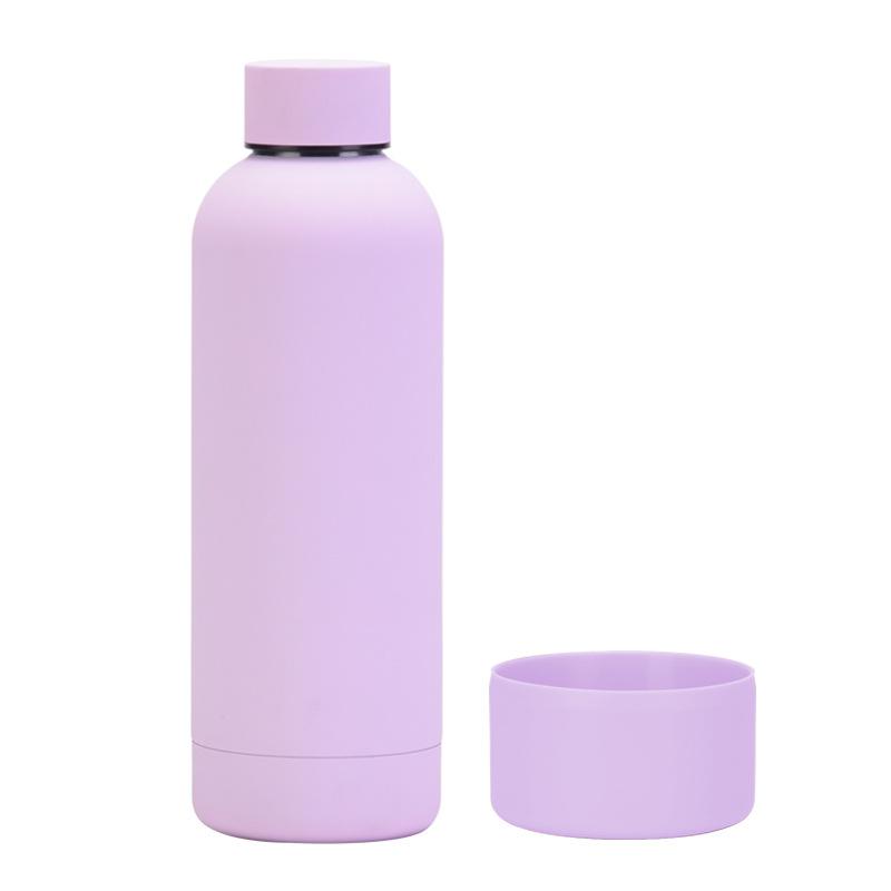 

Beauty Silicone Base Small Mouth Double-Layer Thermos Cup Outdoor Portable Multi-Color Sports Water Cup 500ml лавандовый