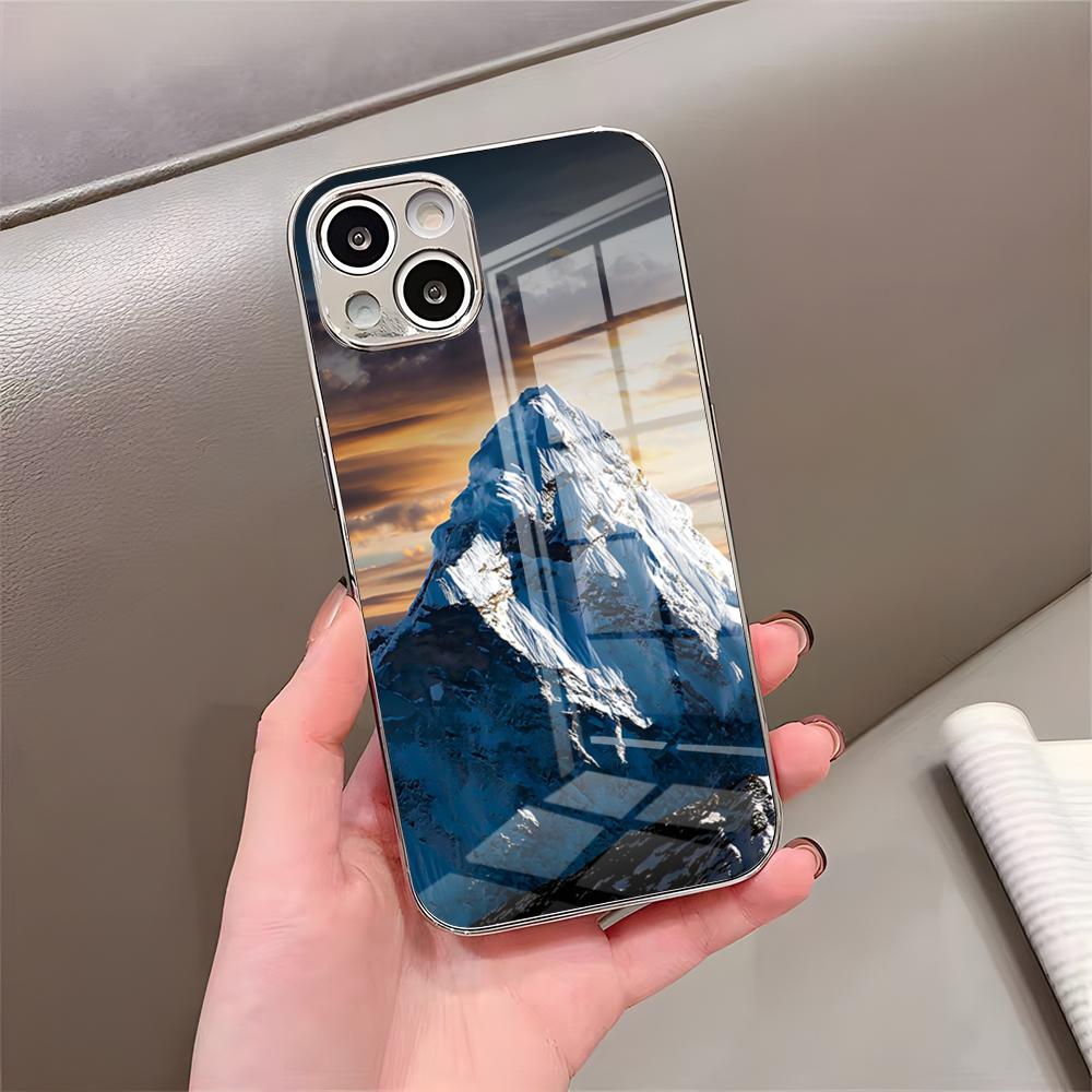Everest Mountain Phone Case For IPhone 17 Pro Max 15 Pro 16 14 Plus 12 13 Mini 11 Pro Shockproof Electroplated Glass Cover
