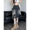 Shorts in Denim con Fori Harajuku Y2K Donna Streetwear Vintage Shorts Jeans Sfumati Shorts con Design Retro Americano Hip Hop