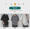 Men's Black Ice Silk Loose-Fit Short-Sleeve Shirt, Korean Style, Casual Summer Wear