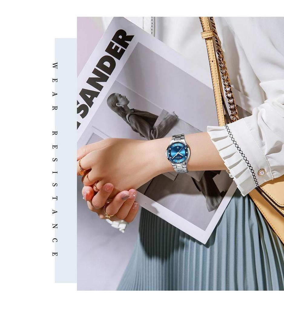 Orologio Curren 9107 da Donna alla Moda con Calendario e Cinturino in Acciaio Casual