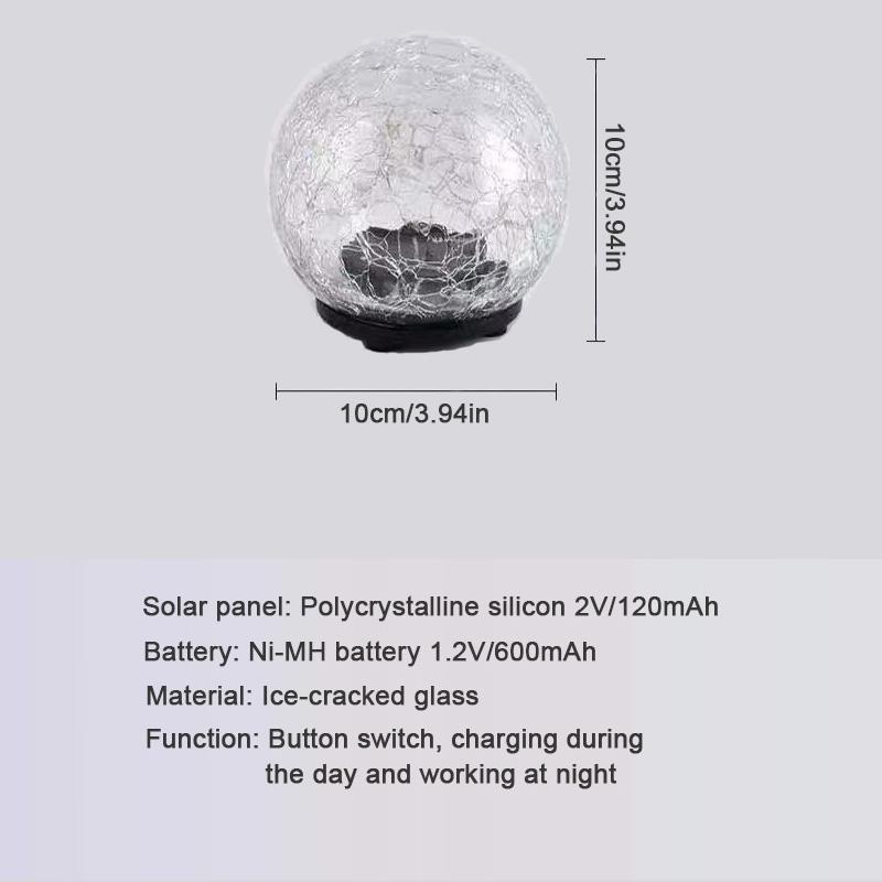 Solar crack glass ball garden lamp, waterproof garden decoration, geographical landscape, outdoor courtyard lamp