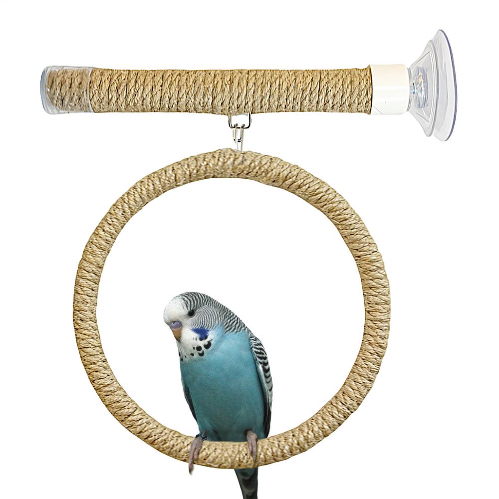 Bird Rope Perch Portable Suction Cup Stand Parrot Standing Toy For Climbing For Window Tiles Glass Cage Travel Parakeet Cockatoo