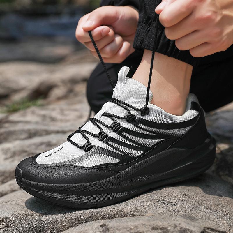 New Men'S Thick Soled Anti Slip Sports Shoes Lightweight And Breathable Hiking Shoes Outdoor Comfortable And Casual Shoes