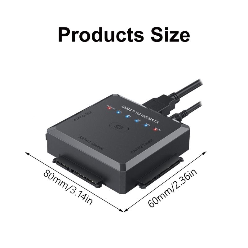 Multifunktions-Festplatten-Schnittstellen-Adapter, USB 3.0 auf SATAs/IDE für 2,5"/3,5" Laufwerke mit One-Touch-Backup, Netzteil im Lieferumfang enthalten