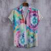 Hawaiian Shirt Men Fashion Flower Geometric Printed Blouse Single-breasted Beach Short SleeveTops Men's Holiday Clothing