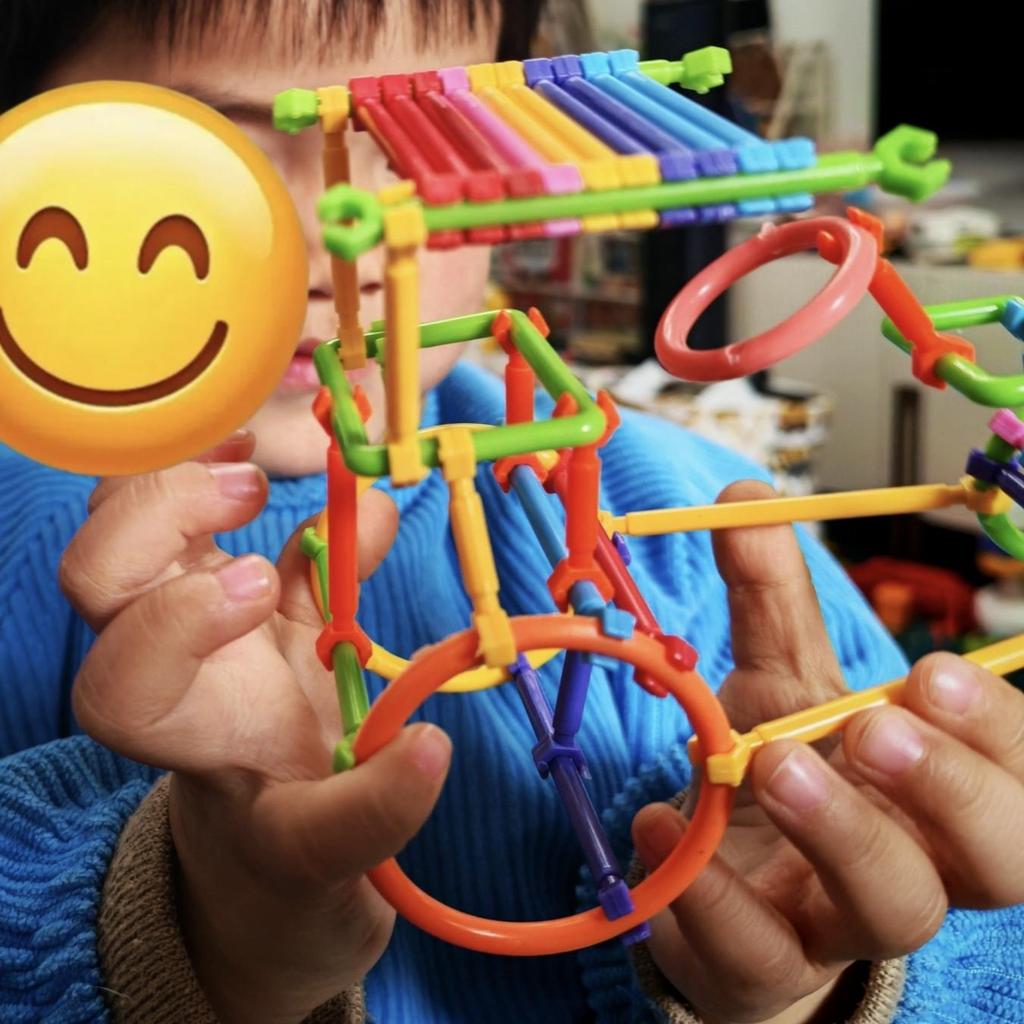 Kids DIY Straw Building Blocks, STEM Educational Magic Sticks, Creative Interlocking Construction Toys for Toddlers