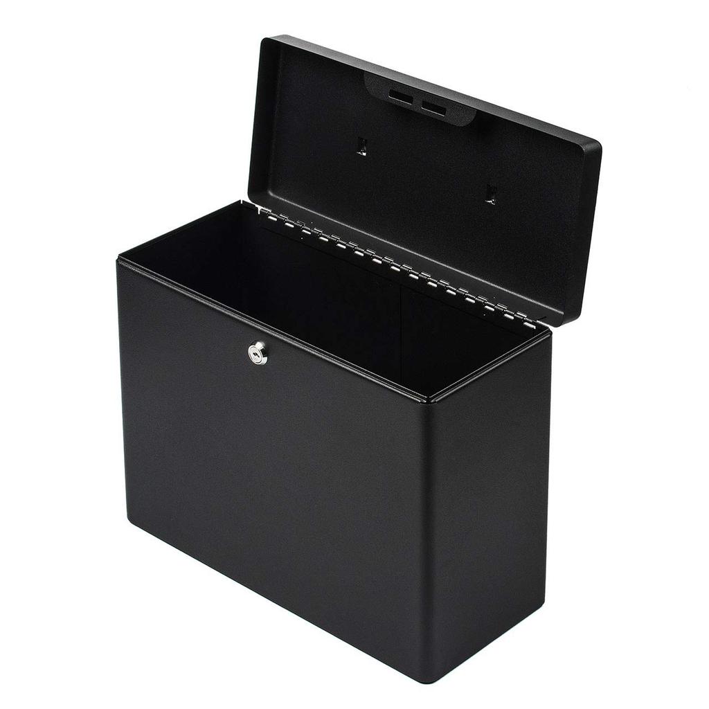 Sanwa Direct Lockable File Box, My Number Security, with Handle, Holds A4 Files, Keyless, Black, 1 Box, 200-SL063BK