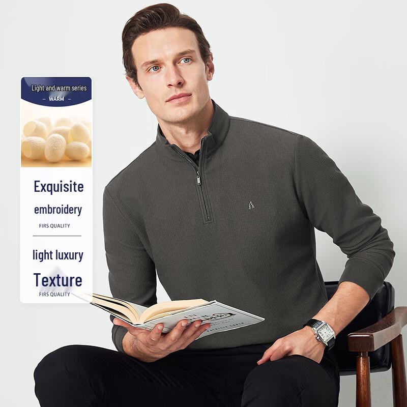 

Мужской пуловер на молнии Shanshan из шелковой смеси вафельной текстуры со стойкой 190/104A