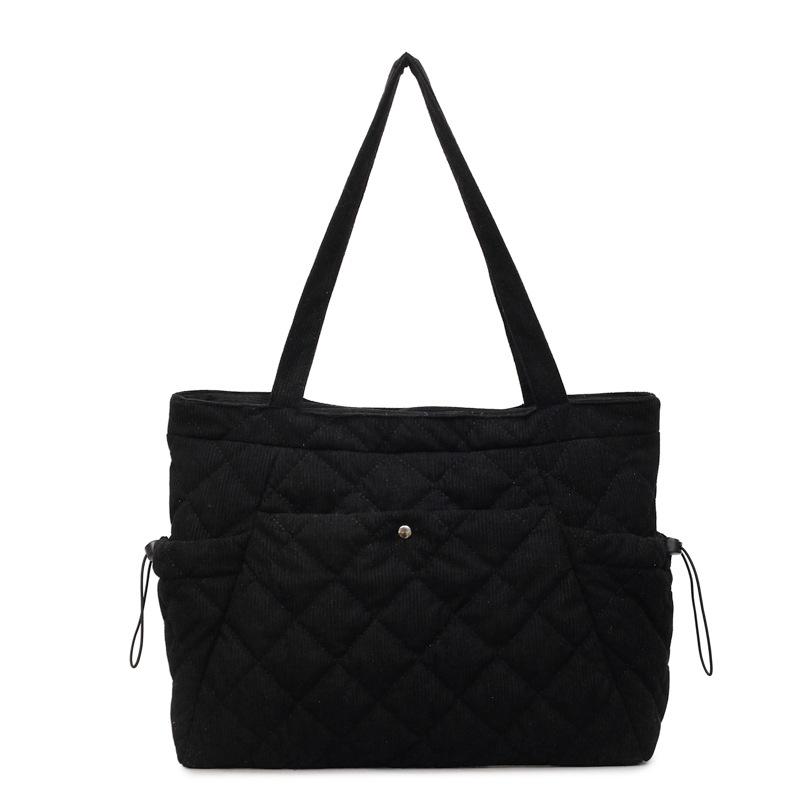 Вельветовая сумка-тоут Женская сумка для работы Большая вместительная сумка через плечо чёрный