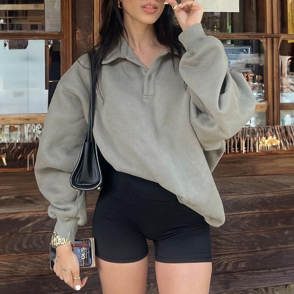Casual Vacation Solid Color Long-sleeved Jacket and Sweatshirt for Women 2025 Autumn and Winter