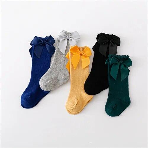 5Pairs/pack Children's Girl Socks Cotton Bow Baby Long Socks Fashion Princess Kids Sock For Girls 0-7Years Stocking 2023