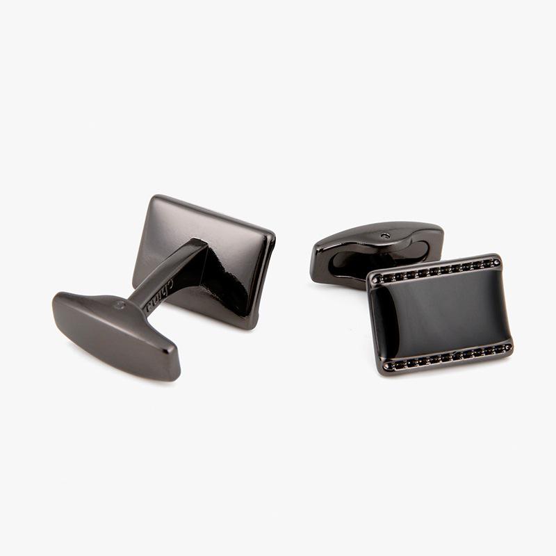Men's High-Quality Black Square Cufflinks with Drip Oil Finish