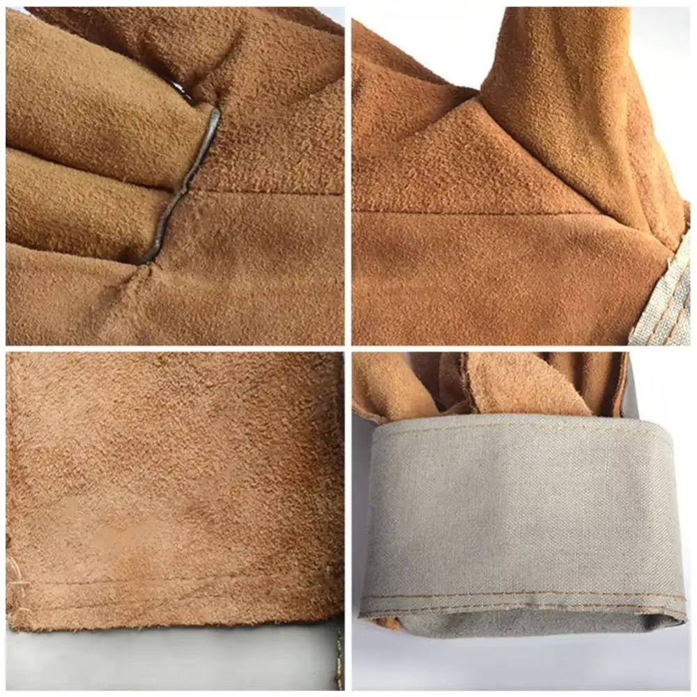 1 Pair Abrasion Resistant Leather Work Gloves Thickened Welder Gloves  Driving  Farm Garden Welding