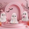 Cute pink ghost Halloween decoration ornaments creative home desktop holiday party small ornaments resin craft